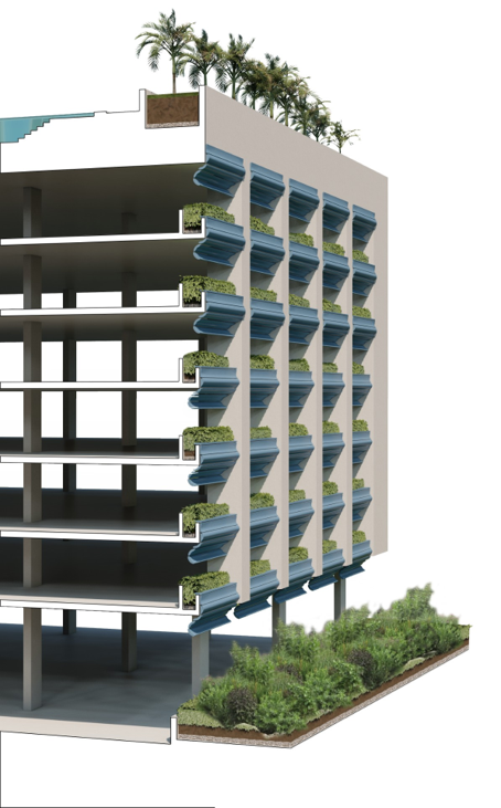 Terracotta Water Wall - Rendering