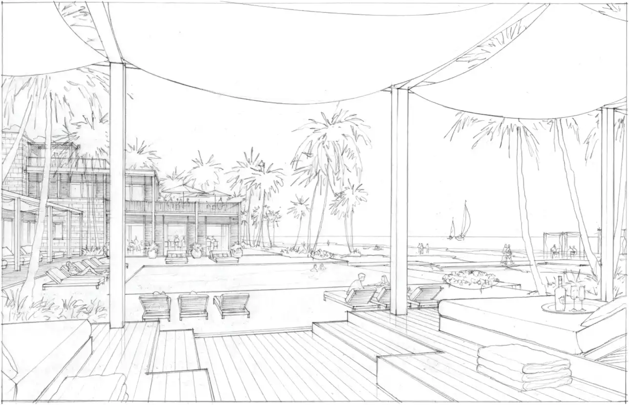 Mar de Indias - Hotel Poolside Sketch