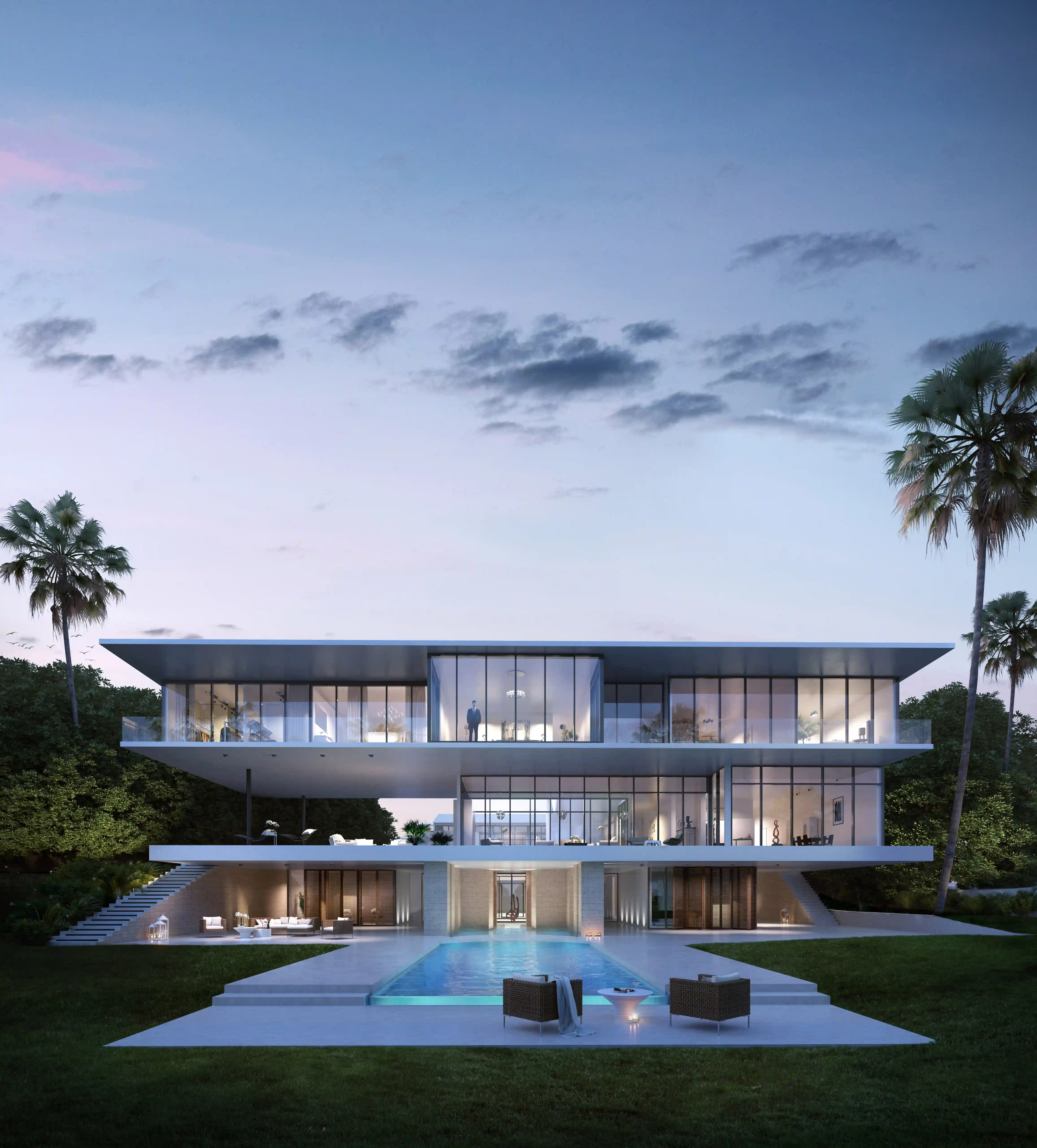 Modern Courtyard Villa - Backyard Facade