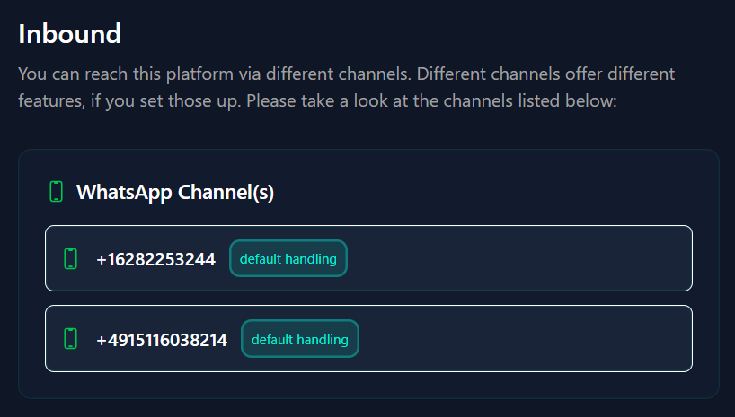 You can send a WhatsApp message to either a German or a US number to get some prompts back!