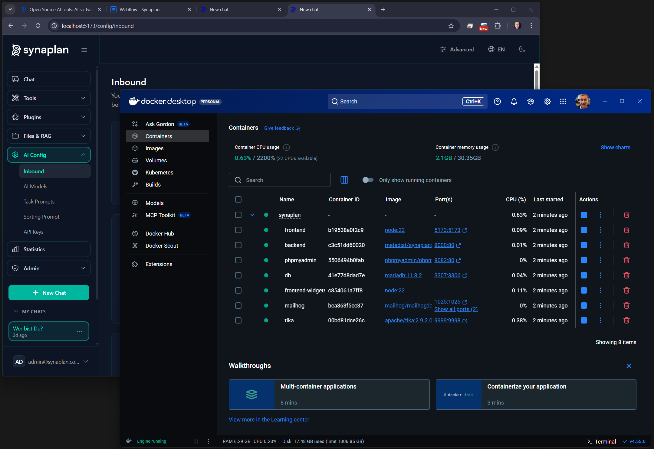 With docker, you work locally and easily!