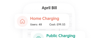 Mobile app screen showing April bill with Home Charging section.