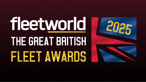 Logo for Fleet World 2025 Great British Fleet Awards with stylized Union Jack graphic.