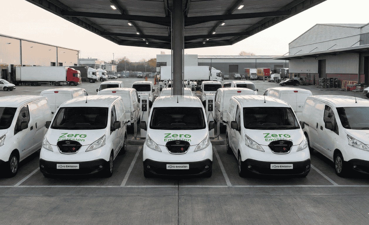 Electric vans at depot