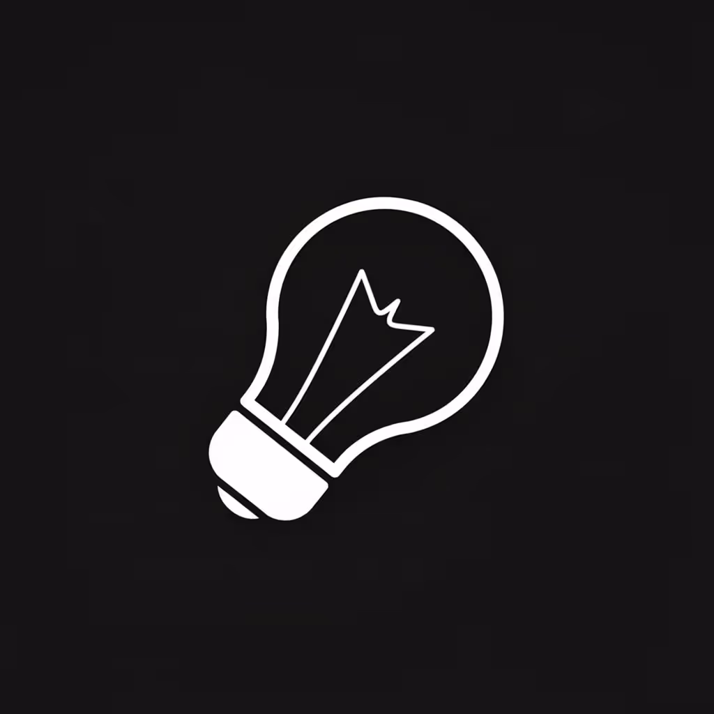 White outline of a traditional incandescent light bulb on a black background.