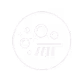 Círculo blanco con líneas delgadas y un símbolo simple en el centro