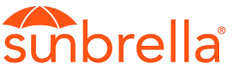 Logotipo de Sunbrella con paraguas naranja y texto en color rojo