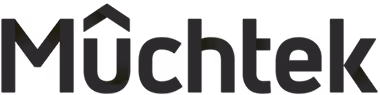 Logotipo de Muchtek en negro con un diseño de flecha hacia arriba