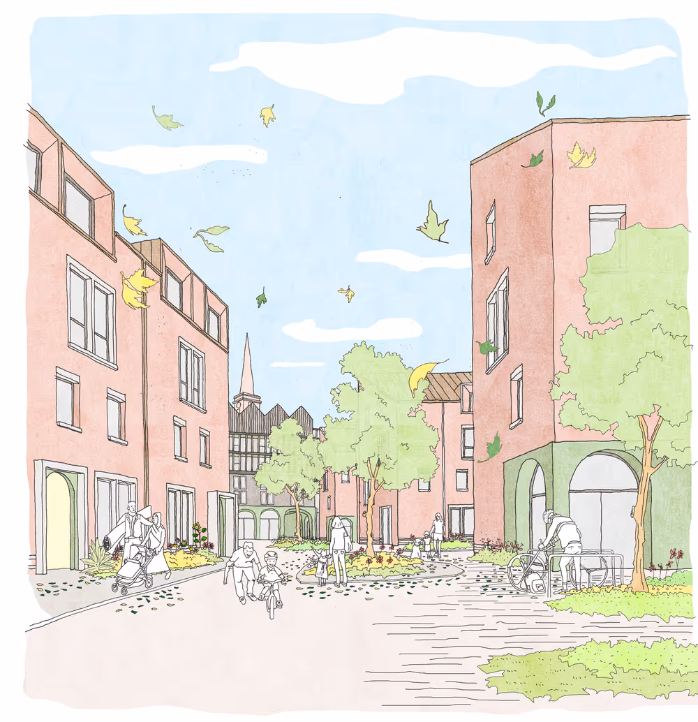 Drawn image of neighbourhood