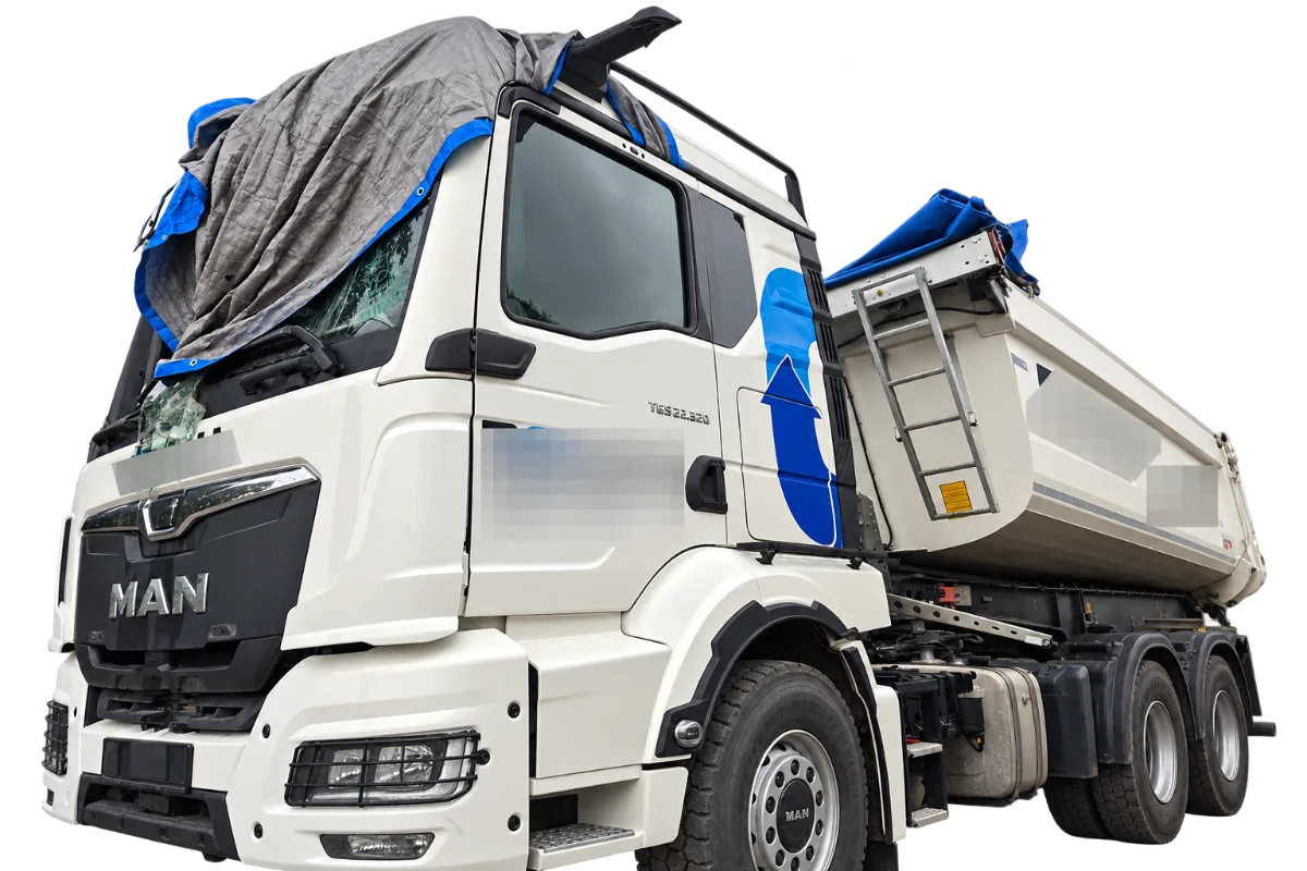 Kipper-LKW mit abgedecktem Unfallschaden – Unfall-LKW verkaufen