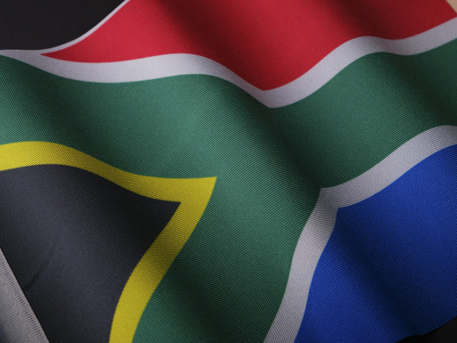 The South African flag waving in the wind