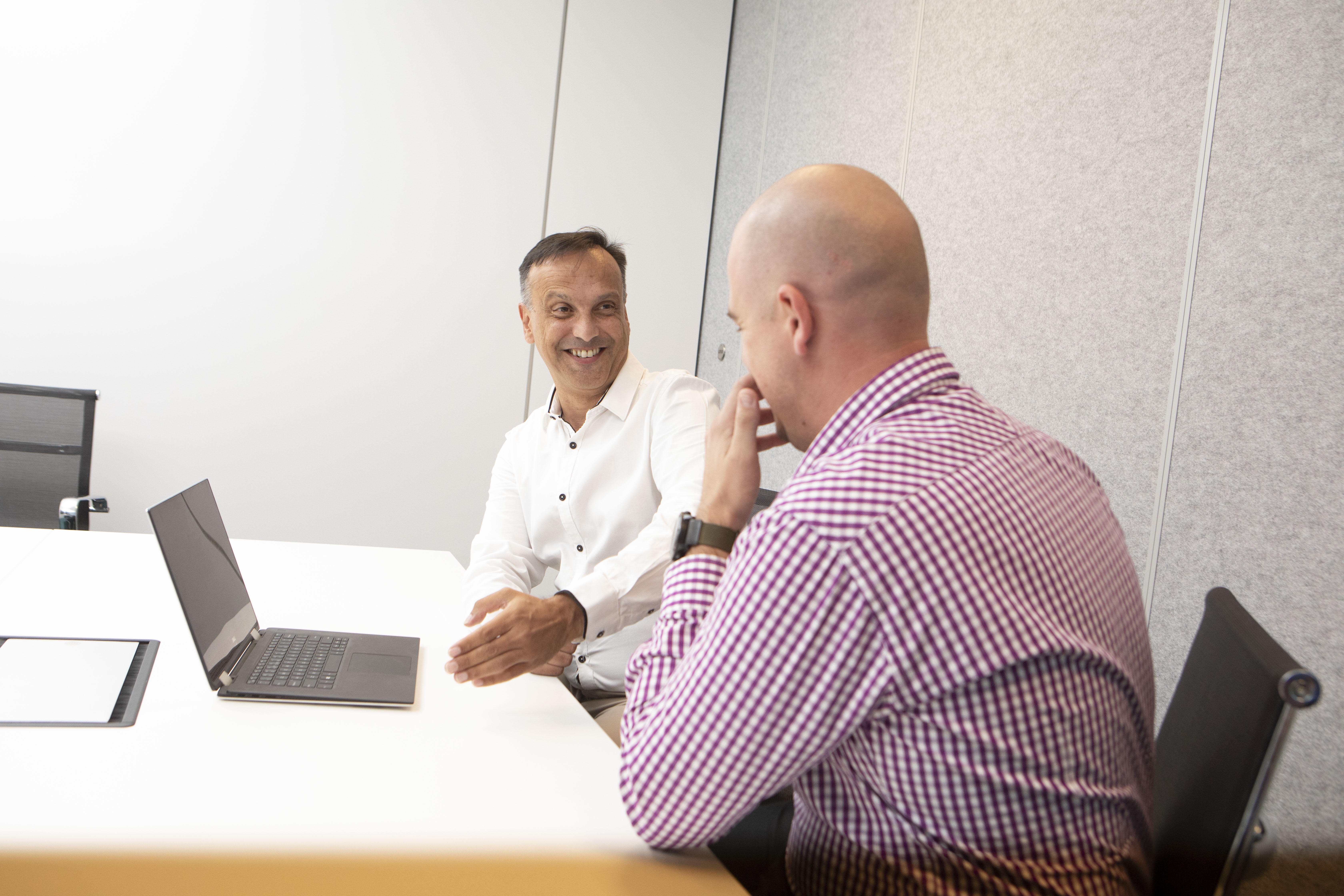 Andrew Taveira explaining what prupose driven retirement can look like to a client in Narangba