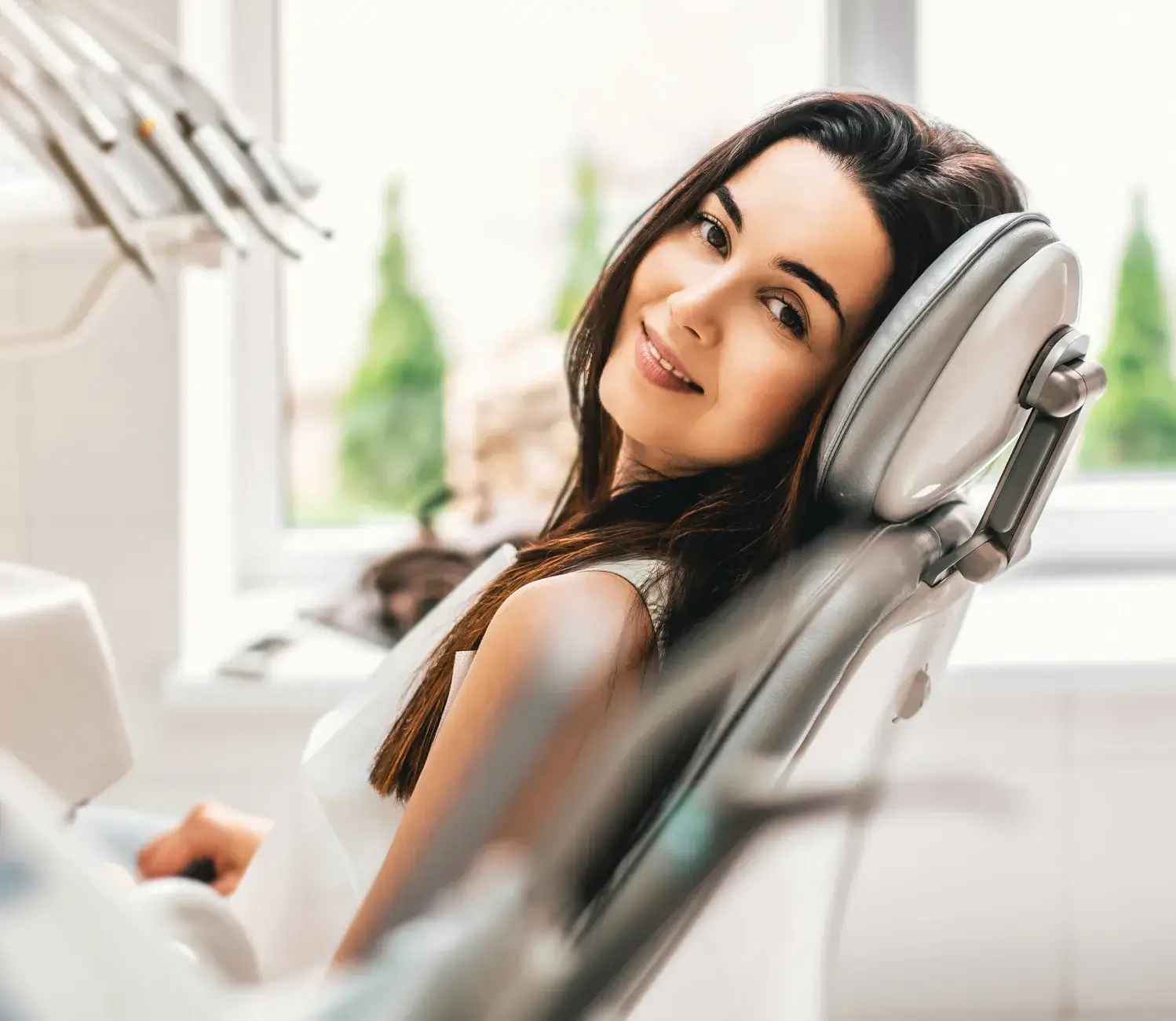 Woman in doctor chair