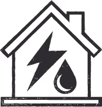 house with electrical and plumbing icons illustration