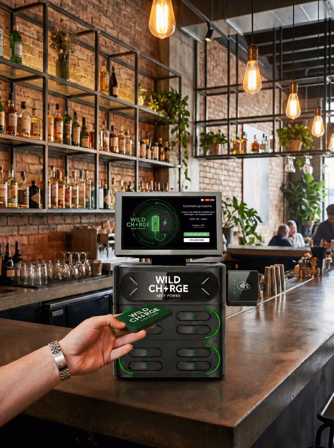 Bornes de recharge telephone pour bars et restaurants