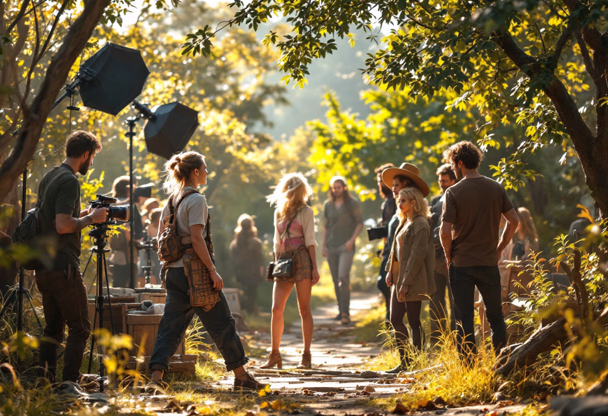 image of a film production set outdoors
