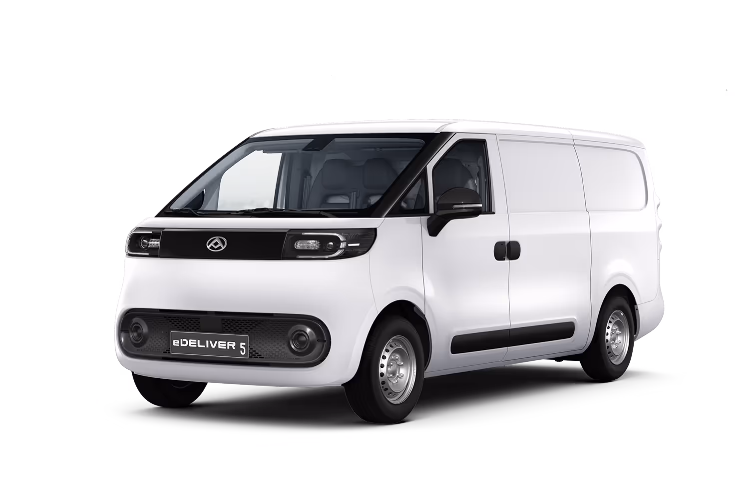 White electric delivery van eDELIVER 5 with black trim and compact design.