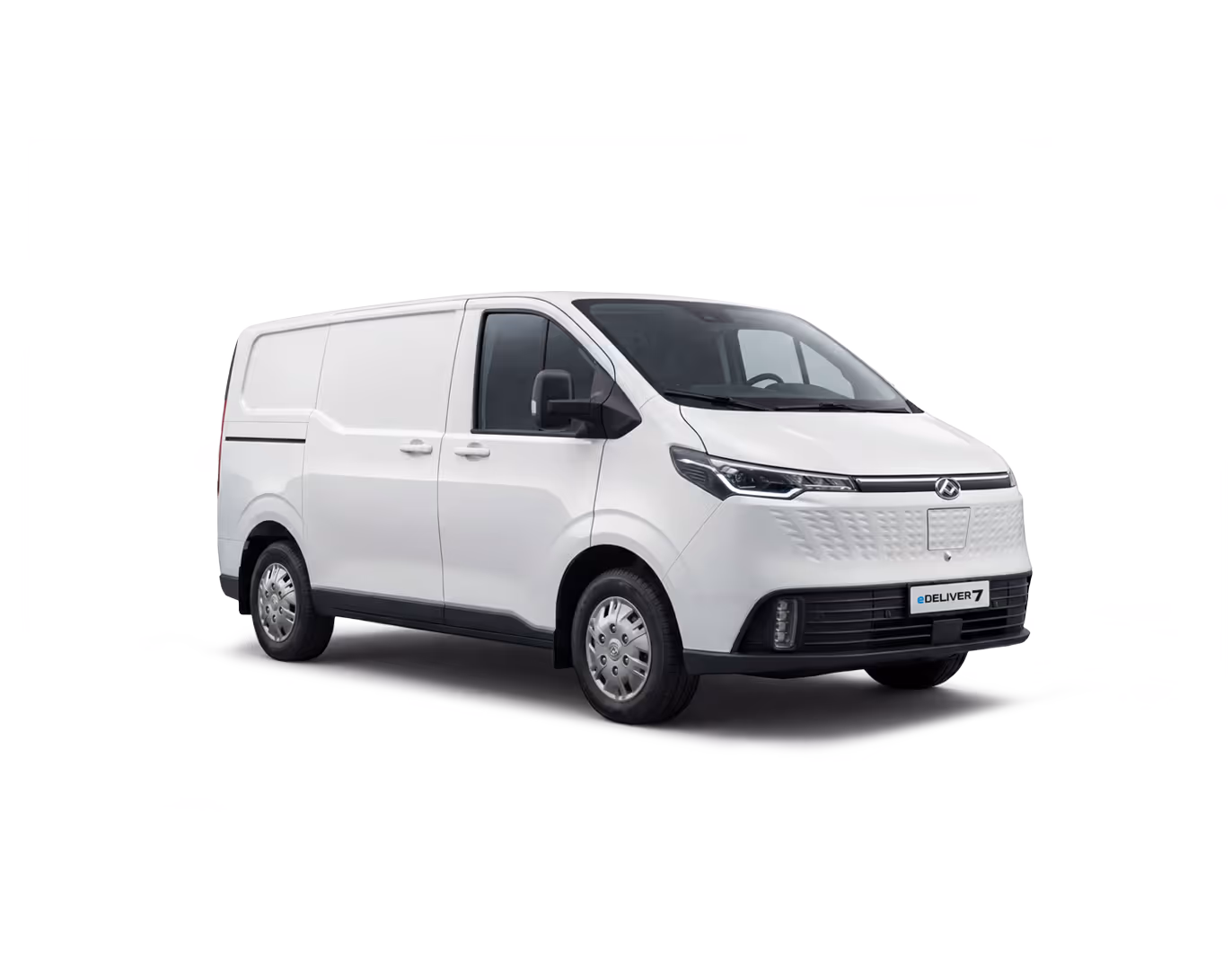 Silver delivery van with modern front grille and sleek headlights, showing side and front view.