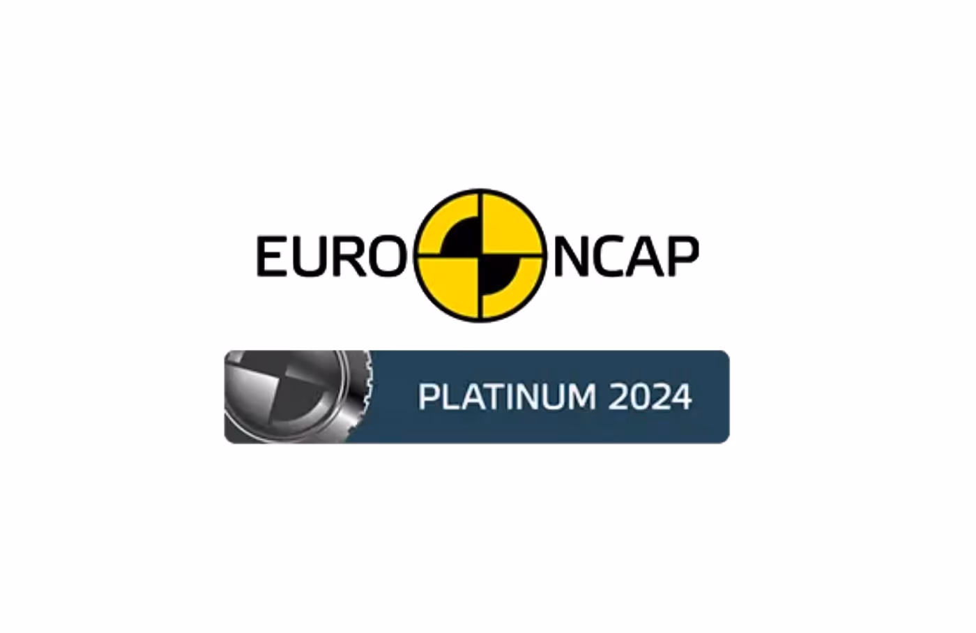 Euro NCAP logo with a yellow and black circular symbol above a dark rectangle labeled 'PLATINUM 2024'.