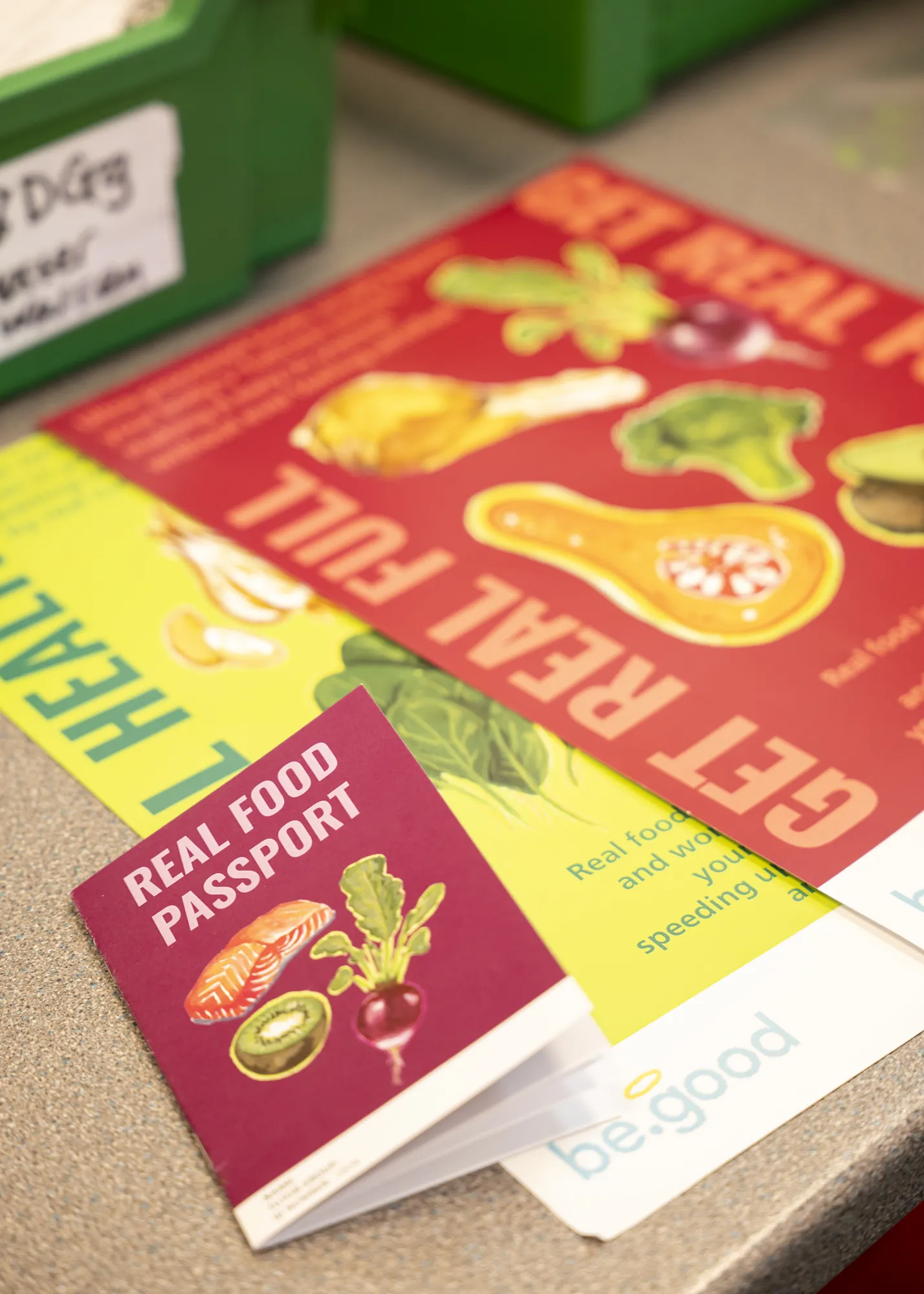 Printed campaign elements including passport and poster