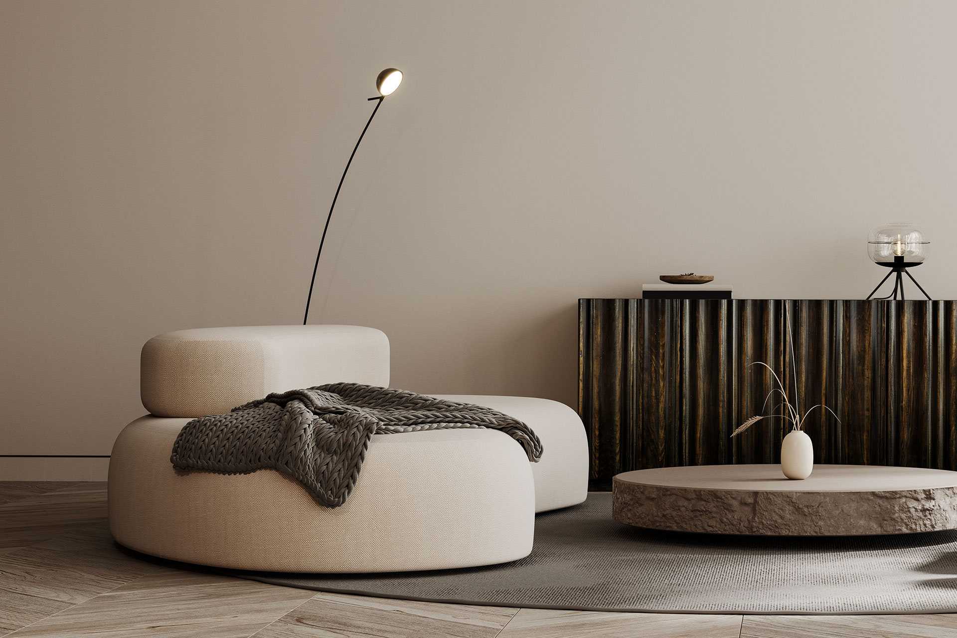 modern living room with cool couch