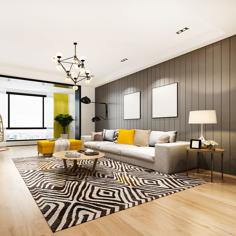 room with black feature wall