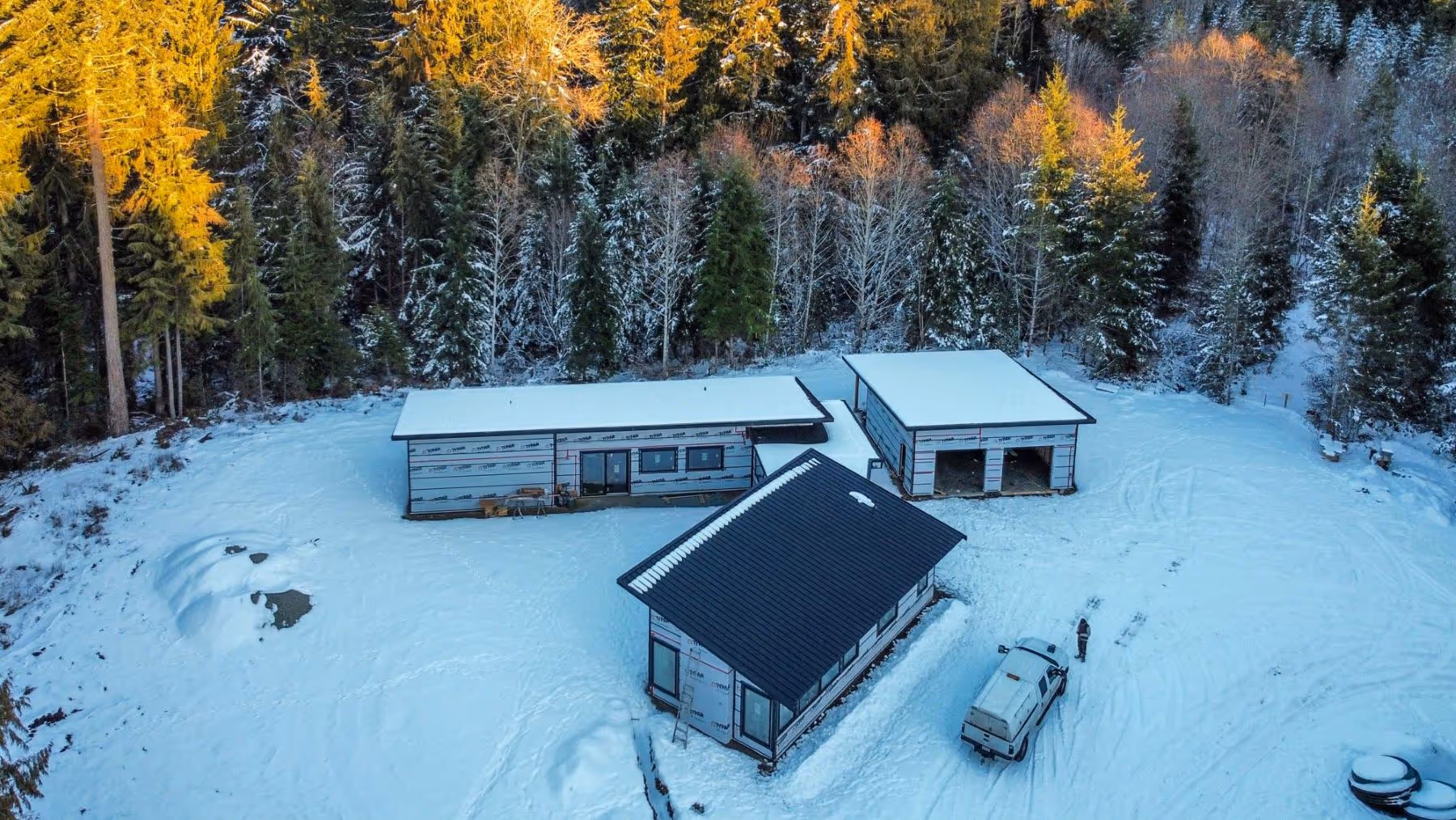 A drone view of a new build warehouse