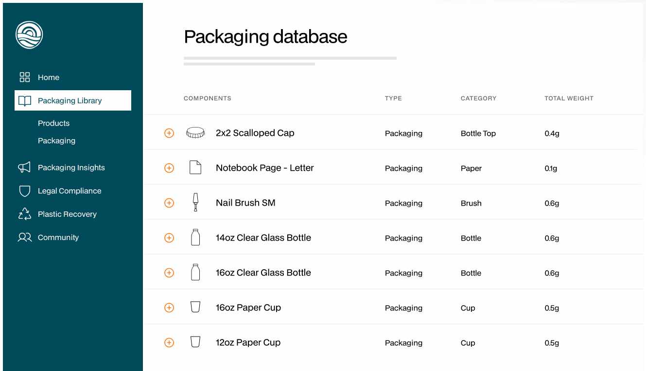 Example of rePurpose Global’s packaging compliance and recovery platform interface.