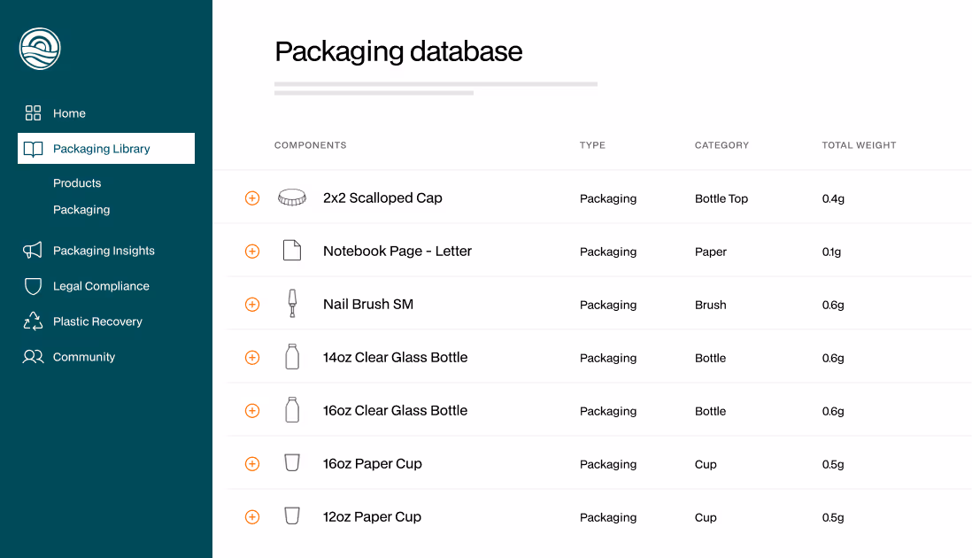 Example of rePurpose Global’s packaging compliance and recovery platform interface.