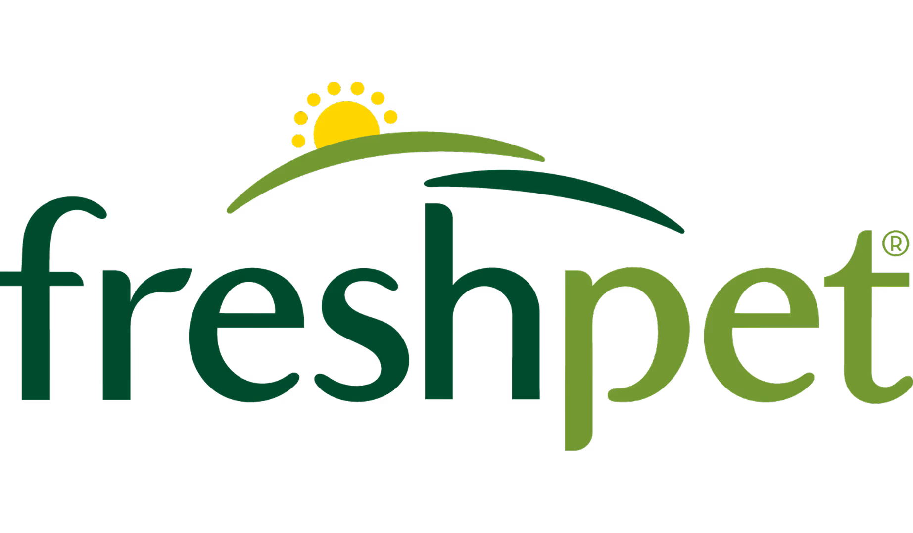 Freshpet logo with a yellow sun over green hills above the text.