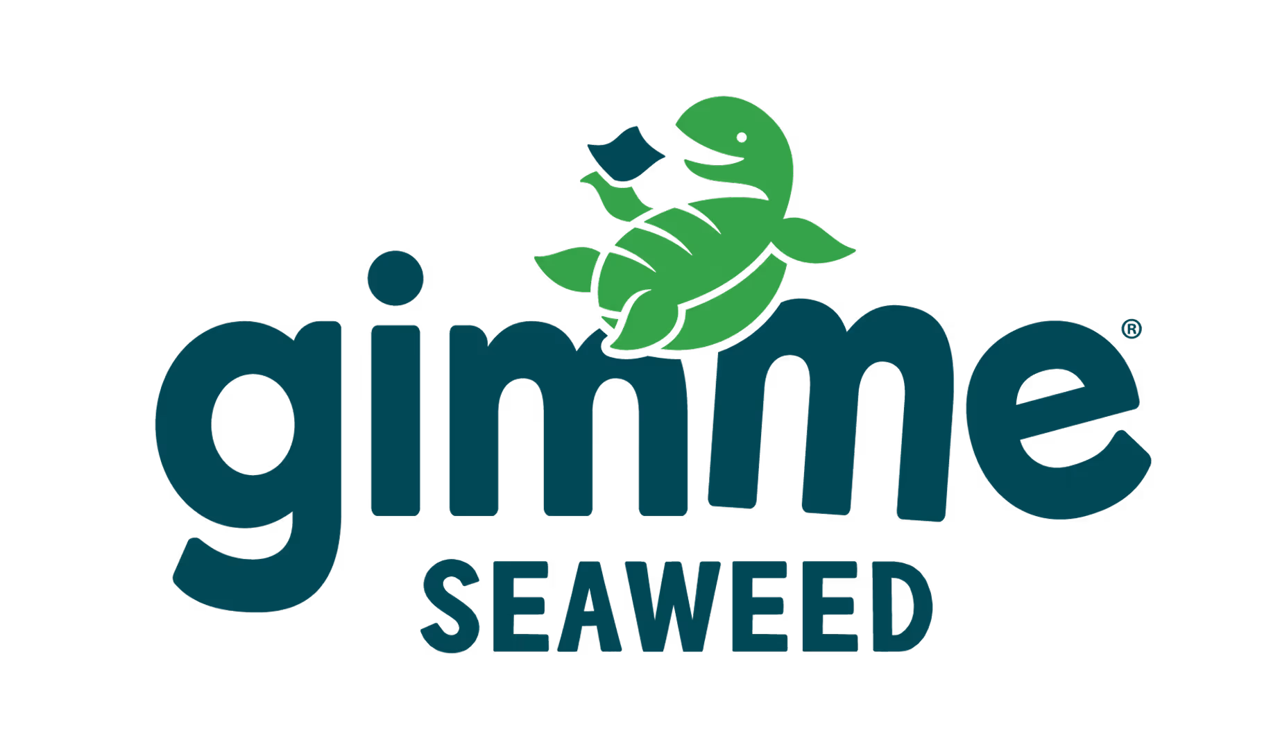 Gimme Seaweed logo with a green turtle holding seaweed above the brand name.