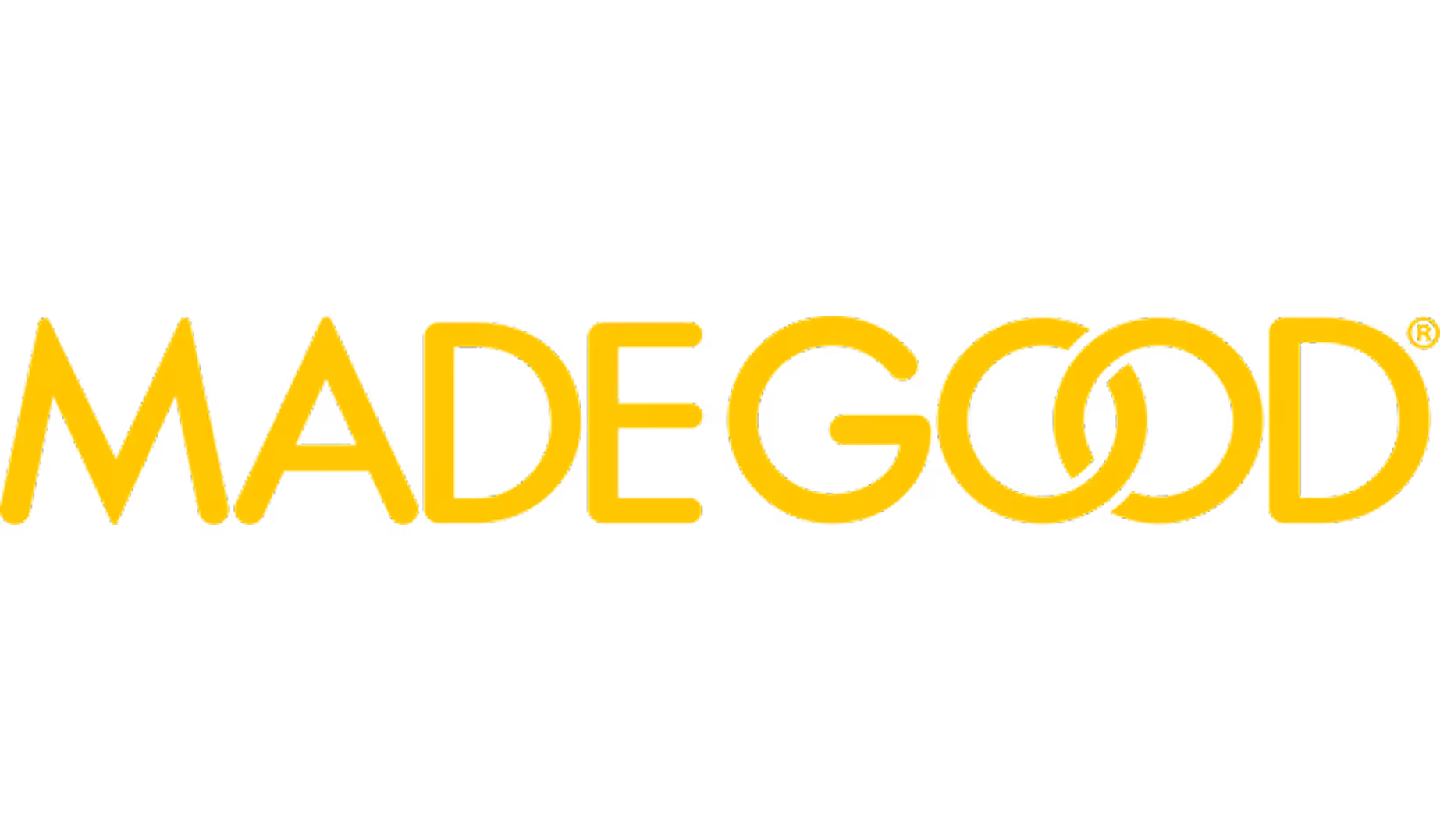 MadeGood brand logo in yellow with the letter Os interlinked.