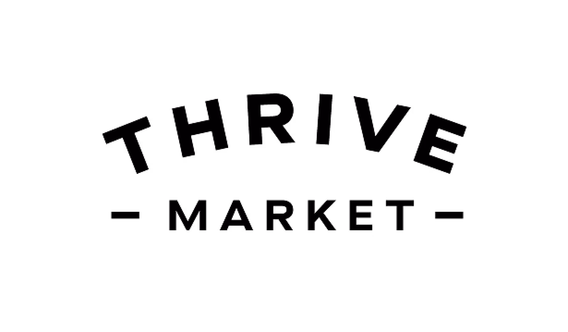 Logo with the word 'THRIVE' in large arched letters above the word 'MARKET' flanked by two horizontal lines.