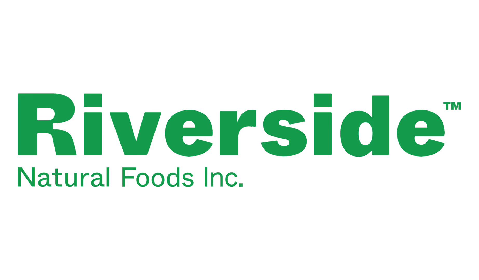 Riverside Natural Foods Inc. logo in green text on a transparent background.