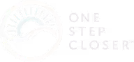 Logo with a circular design and the text One Step Closer on the right.