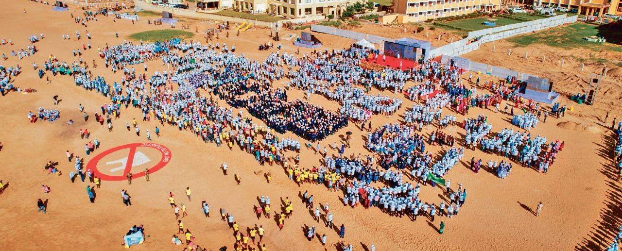 Puri Beach Cleanup aerial shot, one of the biggest successful beach cleanup 