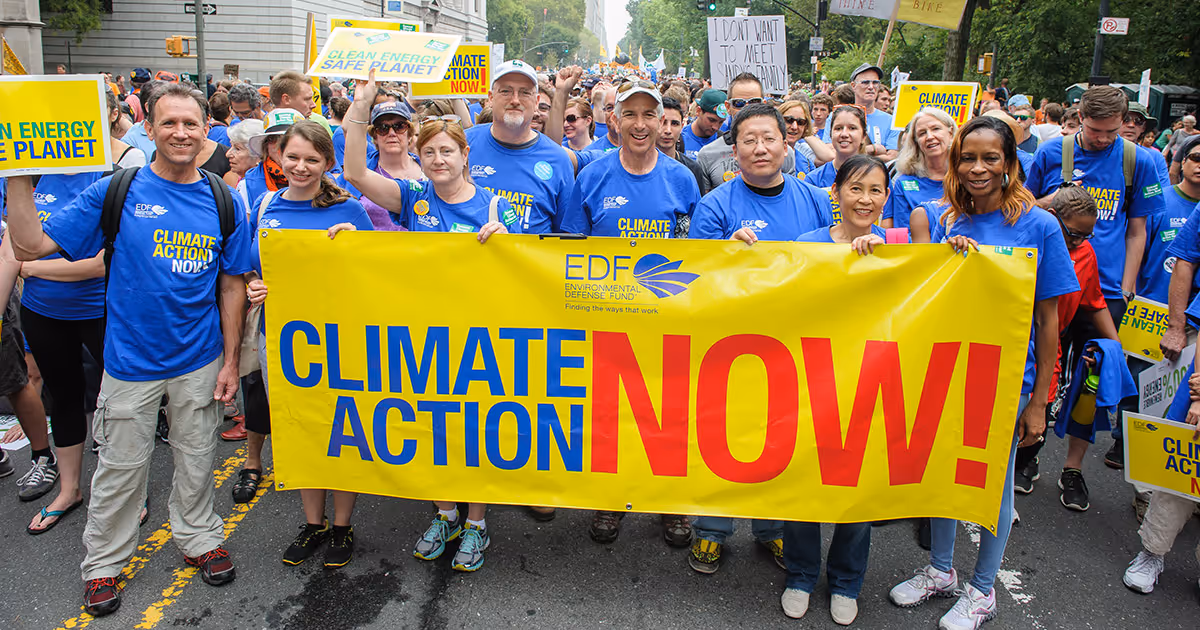 Environmental Defense Fund, an environmental non-profit at a rally for climate change action