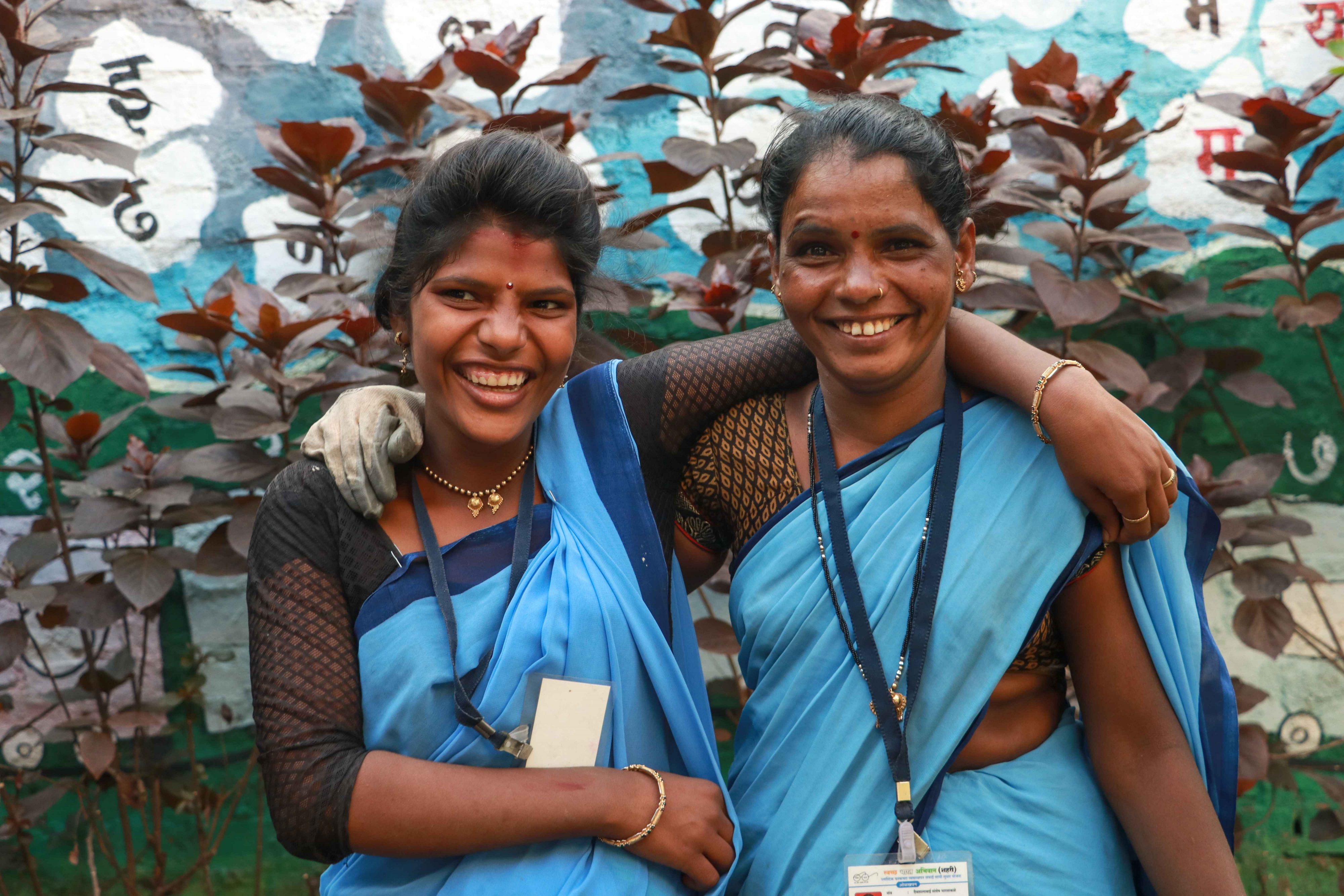 Two women waste workers from the rePurpose Anant Pranay project in Aurangabad, India