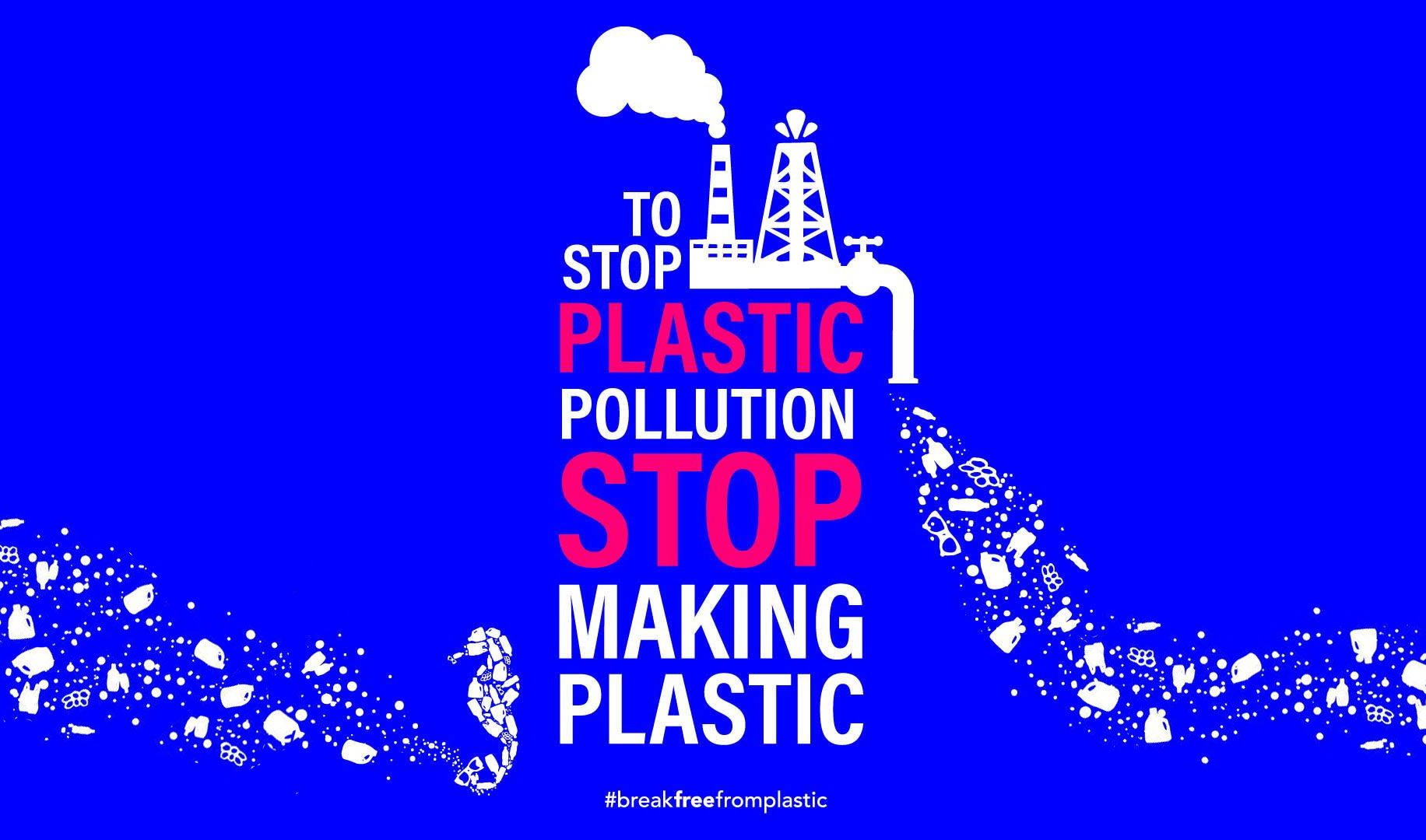 Poster urging to stop plastic production