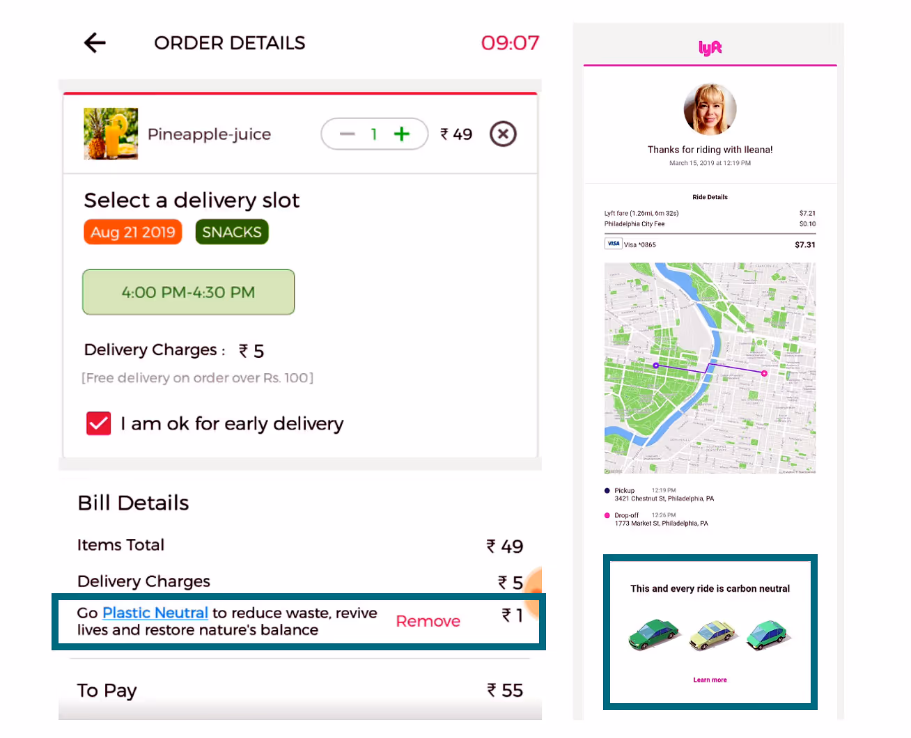 Example of an opt-in tick-box at your point-of-checkout that enables your customers to contribute to a sustainable cause, thereby creating a green shopping experience without the business incurring a cent