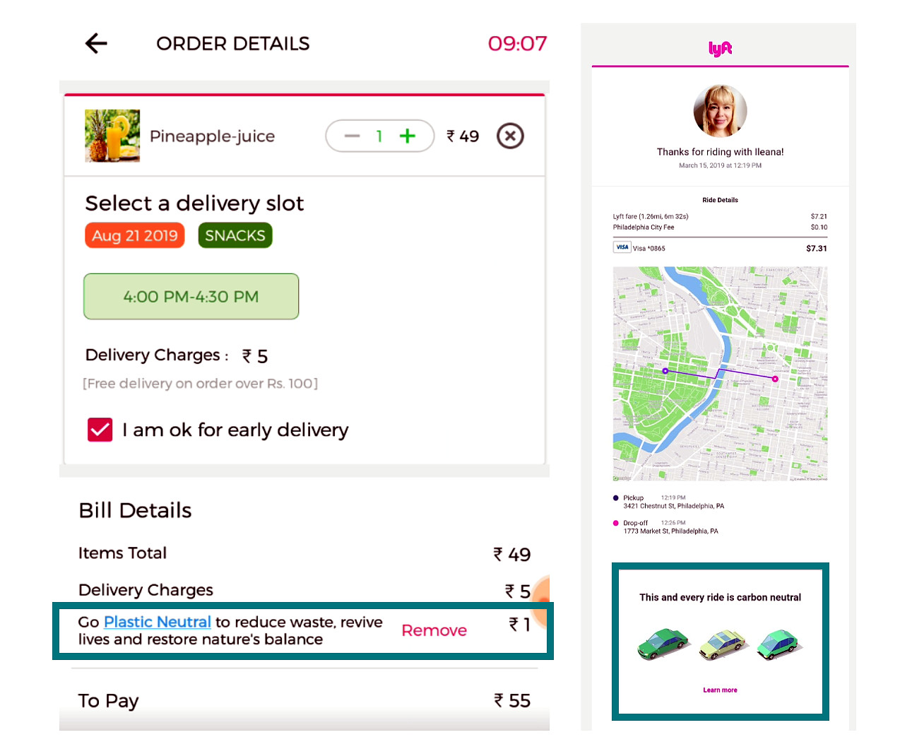 Example of an opt-in tick-box at your point-of-checkout that enables your customers to contribute to a sustainable cause, thereby creating a green shopping experience without the business incurring a cent