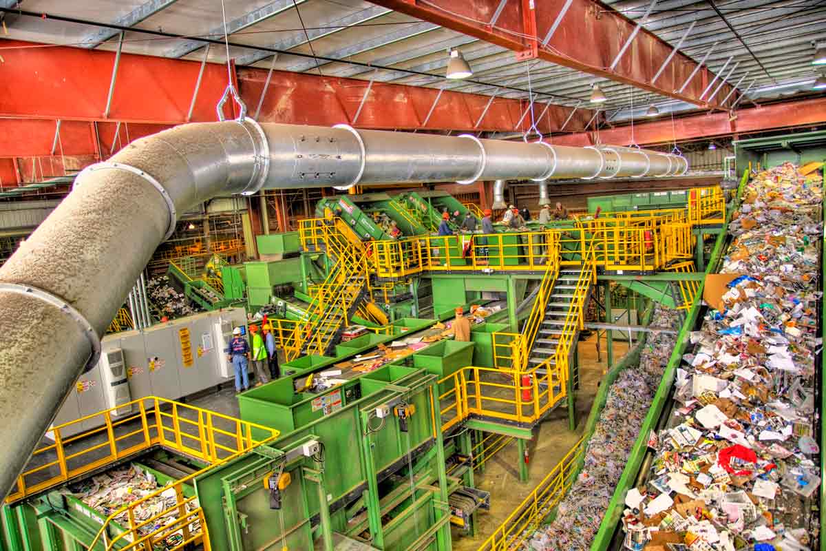 A recycling facility at work