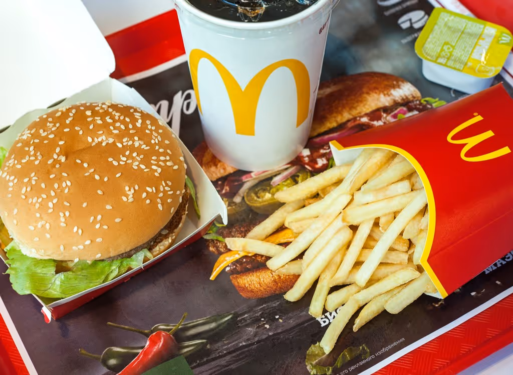 A tray of fast food from McDonalds