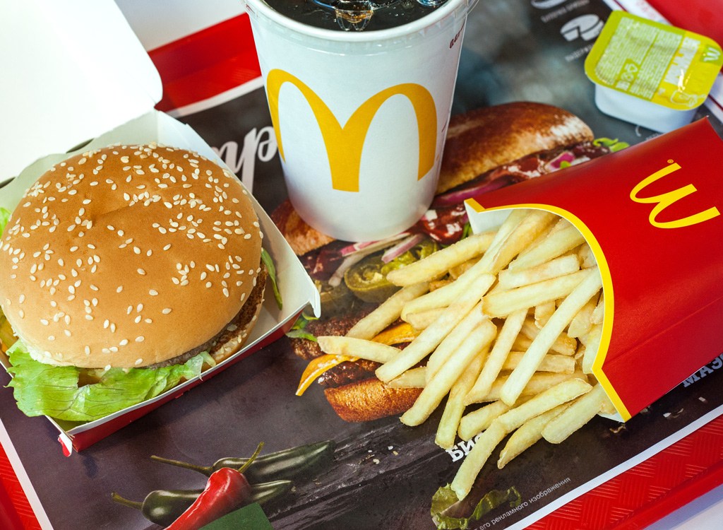 A tray of fast food from McDonalds