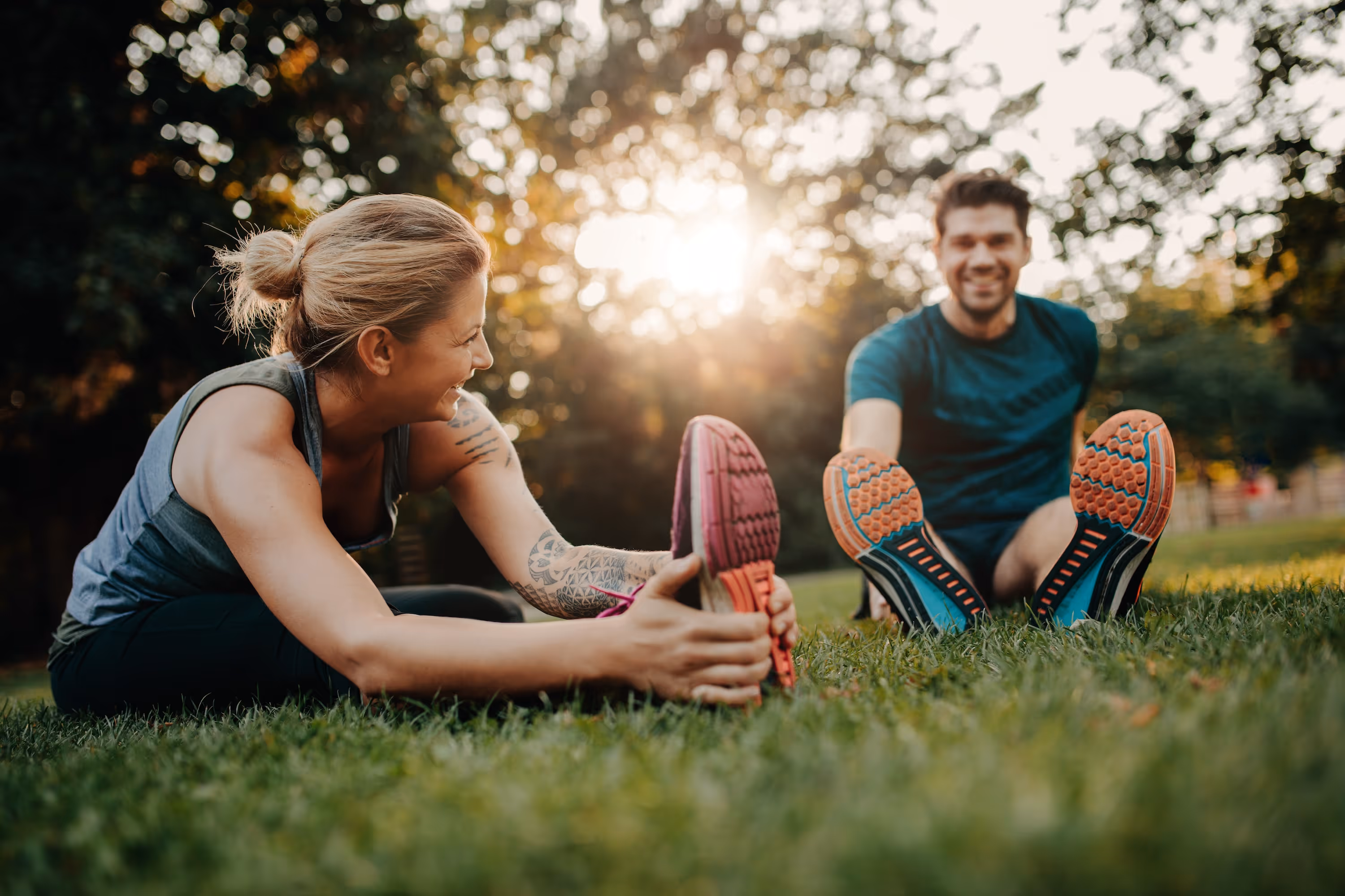 Stretching Outside Stock Photo