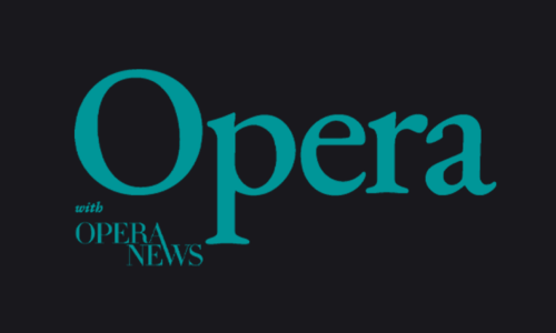 Black background. In blue font, the text says, “Opera with Opera News.”
