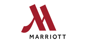 Marriott logo. The image features a bold, stylized letter "M" above the word "MARRIOTT" in uppercase black letters on a white background.