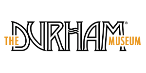 Logo for The Durham Museum. The words "THE" and "MUSEUM" are in bold font, while "DURHAM" is in bold black art-deco style lettering.