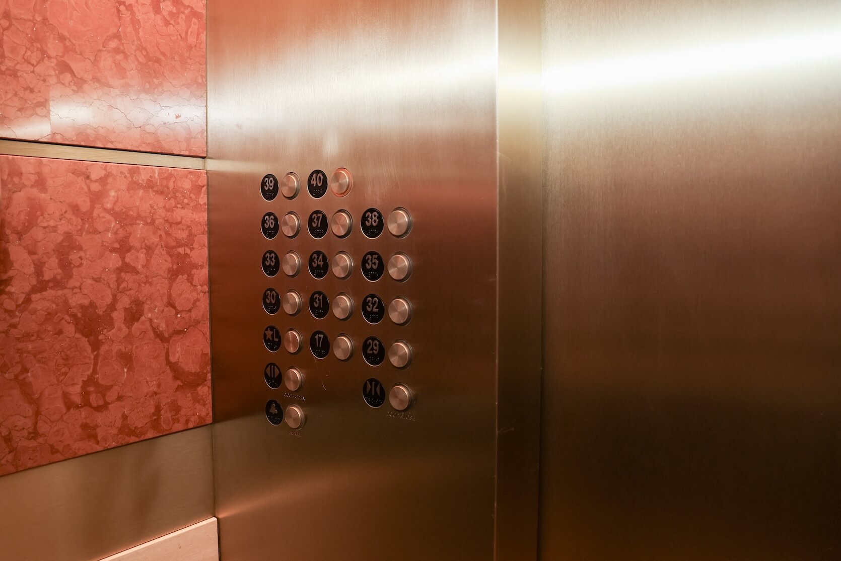 The buttons of the elevator.