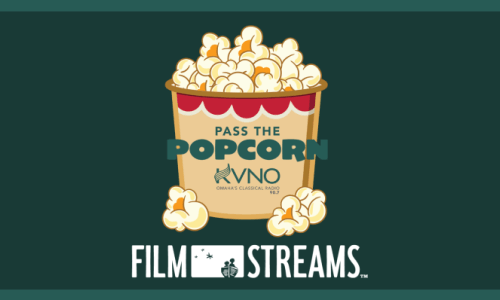 Illustration of container of popcorn which says Film Streams below
